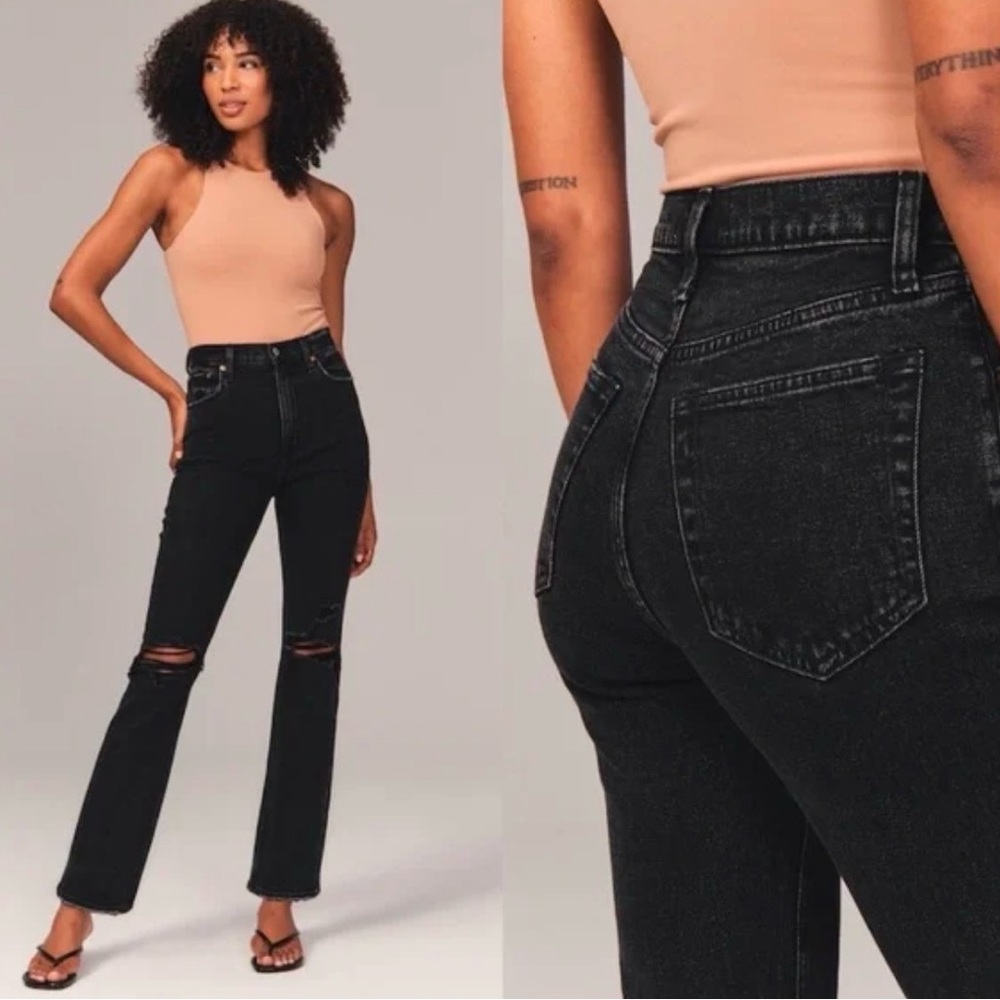 Abercrombie & Fitch The Ankle Straight Ultra High-Rise Black Jeans